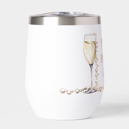 Elegantes Gold Perlen und Prosecco Brautparty (Vorderseite)
