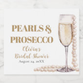 Elegantes Gold Perlen und Prosecco Brautparty Alkoholflaschenetikett (Einzelnes Label)