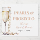 Elegantes Gold Perlen und Prosecco Brautparty Alkoholflaschenetikett (Einzelnes Label)