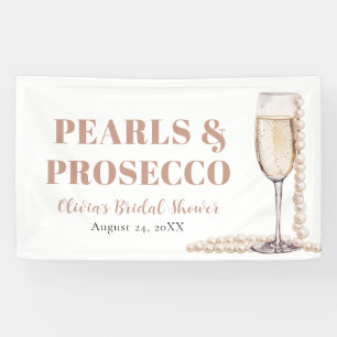 Elegantes Gold Perlen und Prosecco Brautparty Banner