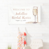 Elegantes Gold Perlen und Prosecco Brautparty Banner (Insitu)