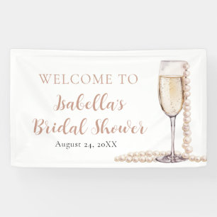 Elegantes Gold Perlen und Prosecco Brautparty Banner