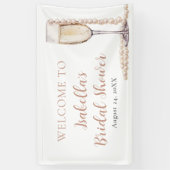 Elegantes Gold Perlen und Prosecco Brautparty Banner (Vertikal)