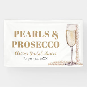 Elegantes Gold Perlen und Prosecco Brautparty Banner