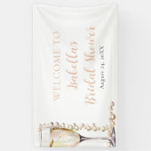 Elegantes Gold Perlen und Prosecco Brautparty Banner (Vertikal)