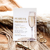 Elegantes Gold Perlen und Prosecco Brautparty Einladung
