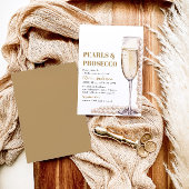 Elegantes Gold Perlen und Prosecco Brautparty Einladung