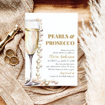 Elegantes Gold Perlen und Prosecco Brautparty