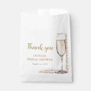 Elegantes Gold Perlen und Prosecco Brautparty Geschenktütchen