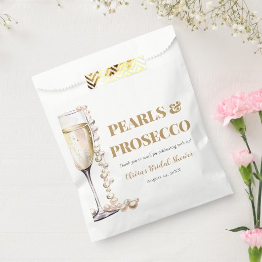 Elegantes Gold Perlen und Prosecco Brautparty Geschenktütchen (Versiegelt)
