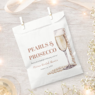 Elegantes Gold Perlen und Prosecco Brautparty Geschenktütchen