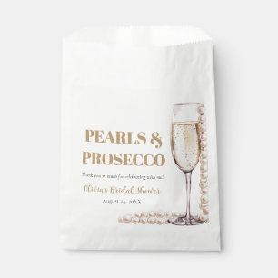 Elegantes Gold Perlen und Prosecco Brautparty Geschenktütchen