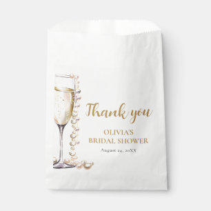 Elegantes Gold Perlen und Prosecco Brautparty Geschenktütchen