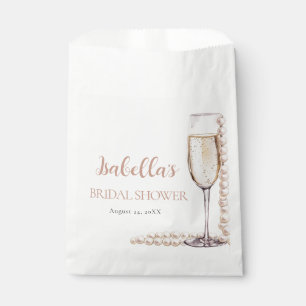 Elegantes Gold Perlen und Prosecco Brautparty Geschenktütchen