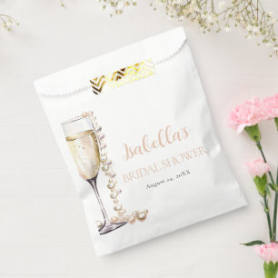 Elegantes Gold Perlen und Prosecco Brautparty Geschenktütchen