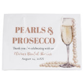 Elegantes Gold Perlen und Prosecco Brautparty Große Geschenktüte (Vorderseite)
