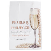 Elegantes Gold Perlen und Prosecco Brautparty Mittlere Geschenktüte (Rückseite)