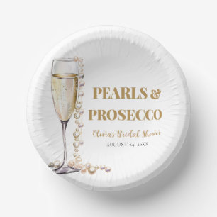 Elegantes Gold Perlen und Prosecco Brautparty Pappteller