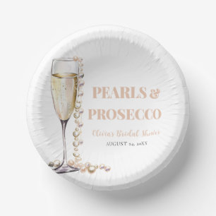 Elegantes Gold Perlen und Prosecco Brautparty Pappteller