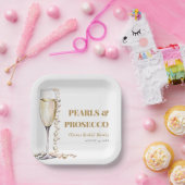 Elegantes Gold Perlen und Prosecco Brautparty Pappteller (Party)