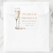 Elegantes Gold Perlen und Prosecco Brautparty Quadratischer Aufkleber (Tasche)
