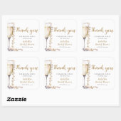 Elegantes Gold Perlen und Prosecco Brautparty Quadratischer Aufkleber (Blatt)