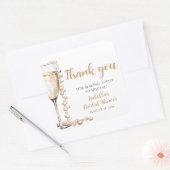 Elegantes Gold Perlen und Prosecco Brautparty Quadratischer Aufkleber (Umschlag)