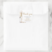 Elegantes Gold Perlen und Prosecco Brautparty Quadratischer Aufkleber (Tasche)