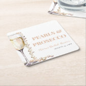 Elegantes Gold Perlen und Prosecco Brautparty Rechteckiger Pappuntersetzer (angewinkelt)