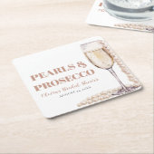 Elegantes Gold Perlen und Prosecco Brautparty Rechteckiger Pappuntersetzer (angewinkelt)