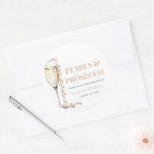 Elegantes Gold Perlen und Prosecco Brautparty Runder Aufkleber (Umschlag)