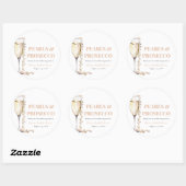 Elegantes Gold Perlen und Prosecco Brautparty Runder Aufkleber (Blatt)