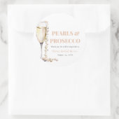 Elegantes Gold Perlen und Prosecco Brautparty Runder Aufkleber (Tasche)
