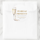 Elegantes Gold Perlen und Prosecco Brautparty Runder Aufkleber (Tasche)