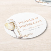 Elegantes Gold Perlen und Prosecco Brautparty Runder Pappuntersetzer (Angewinkelt)