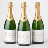 Elegantes Gold Perlen und Prosecco Brautparty Schaumweinetikett (Flaschen)