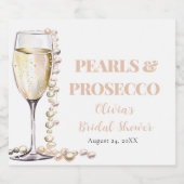 Elegantes Gold Perlen und Prosecco Brautparty Schaumweinetikett (Einzelnes Label)