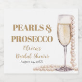Elegantes Gold Perlen und Prosecco Brautparty Schaumweinetikett (Einzelnes Label)