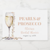 Elegantes Gold Perlen und Prosecco Brautparty Schaumweinetikett (Einzelnes Label)