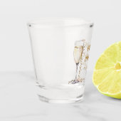 Elegantes Gold Perlen und Prosecco Brautparty Schnapsglas (Links)