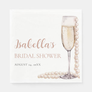 Elegantes Gold Perlen und Prosecco Brautparty Serviette