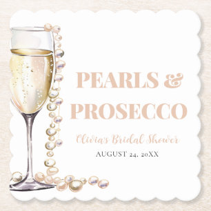 Elegantes Gold Perlen und Prosecco Brautparty Untersetzer