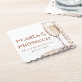 Elegantes Gold Perlen und Prosecco Brautparty Untersetzer (angewinkelt)
