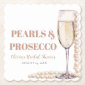 Elegantes Gold Perlen und Prosecco Brautparty Untersetzer (Vorderseite)