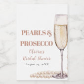 Elegantes Gold Perlen und Prosecco Brautparty Weinetikett (Einzelnes Label)