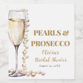 Elegantes Gold Perlen und Prosecco Brautparty Weinetikett (Einzelnes Label)