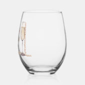 Elegantes Gold Perlen und Prosecco Brautparty Weinglas Ohne Stiel (Links)