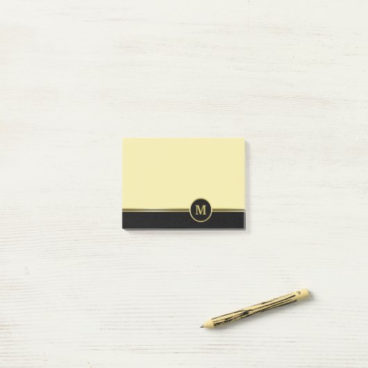 Elegantes Gold Personalisiert Monogram auf Black G Post-it Klebezettel (Auf Schreibtisch)