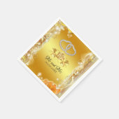 Elegantes Gold Personalisiert Wedding Cocktail Pap Serviette (Ecke)