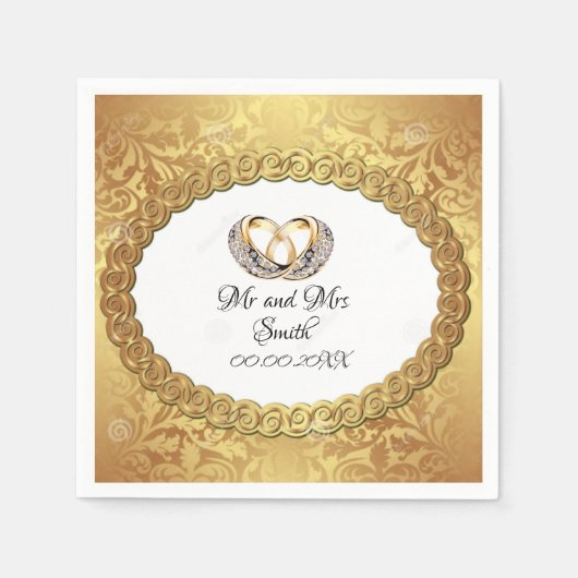 Elegantes Gold Personalisiert Wedding Paper Serviette (Vorderseite)